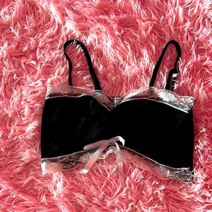 Black lace cropped cami with bow never worn size small